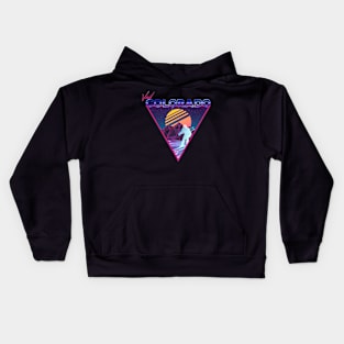 Retro Vaporwave Ski Mountain | Vail Colorado | Shirts, Stickers, and More! Kids Hoodie